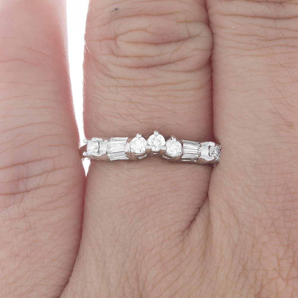 Radiant Bridal Set with Round & Baguette Shape Side Stones